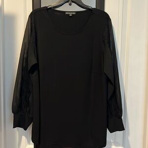 Adrianna Papell Lace detail black blouse